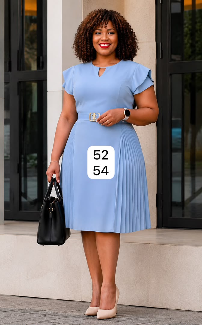Elegant Dusty Pink Pleated Dress with Belt